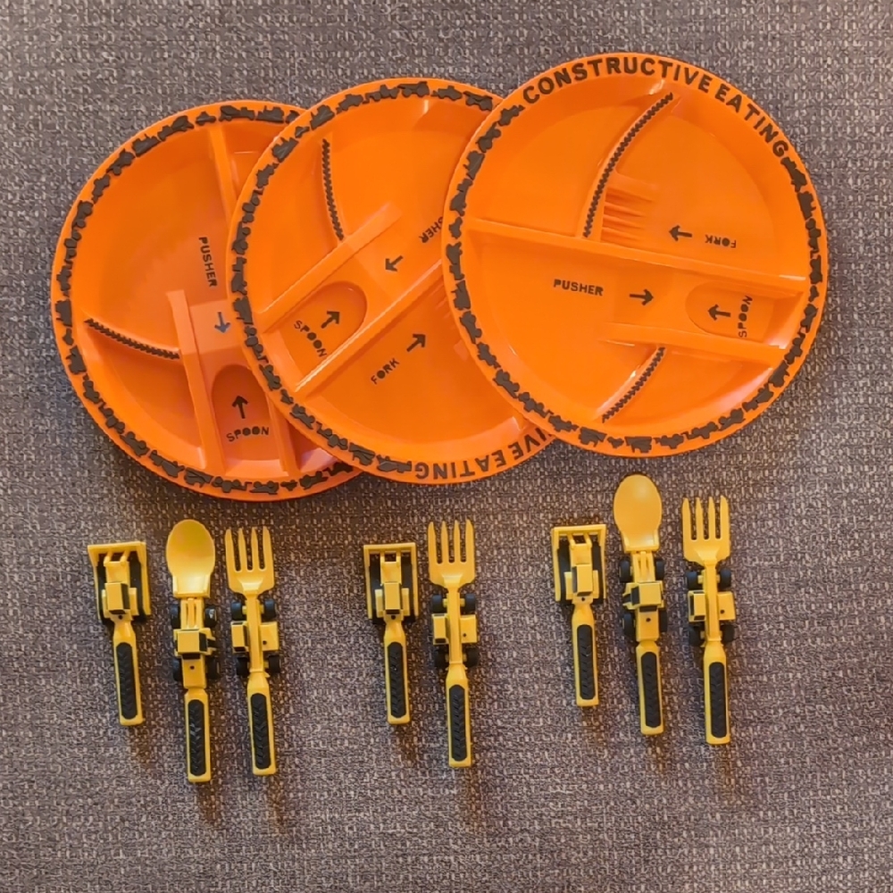Orange Plate and Utensil Set